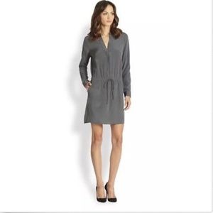 Vince Silk Drawstring Tunic Dress With Pockets